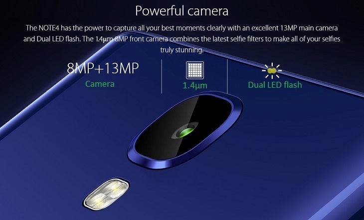 Infinix Note 4 8MP + 13MP Camera