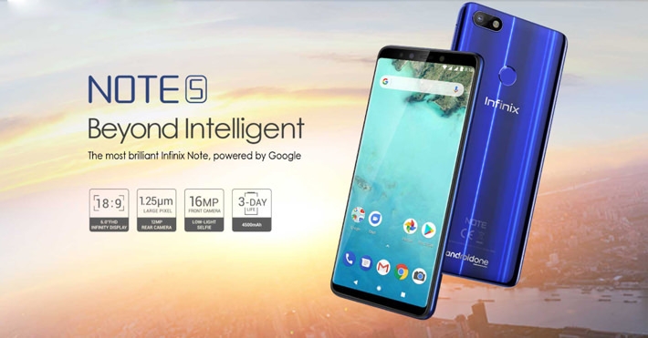 Infinix Note 5 (X604) 6.0-Inch FHD (3GB RAM + 32GB ROM)Android One, (12mp + 16mp) Dual-Sim 4G Smartphone - Ice Blue