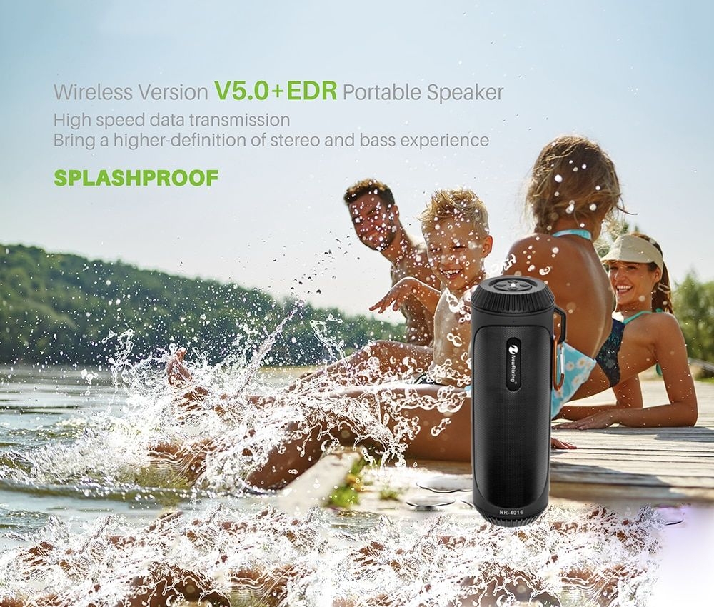 newrixing NR - 4016 Outdoor Portable Waterproof Mege Bass Bluetooth Speaker- Black