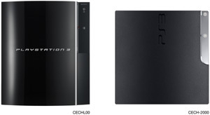The upright height of previous PS3 models compared to the smaller of PlayStation 3 120GB system