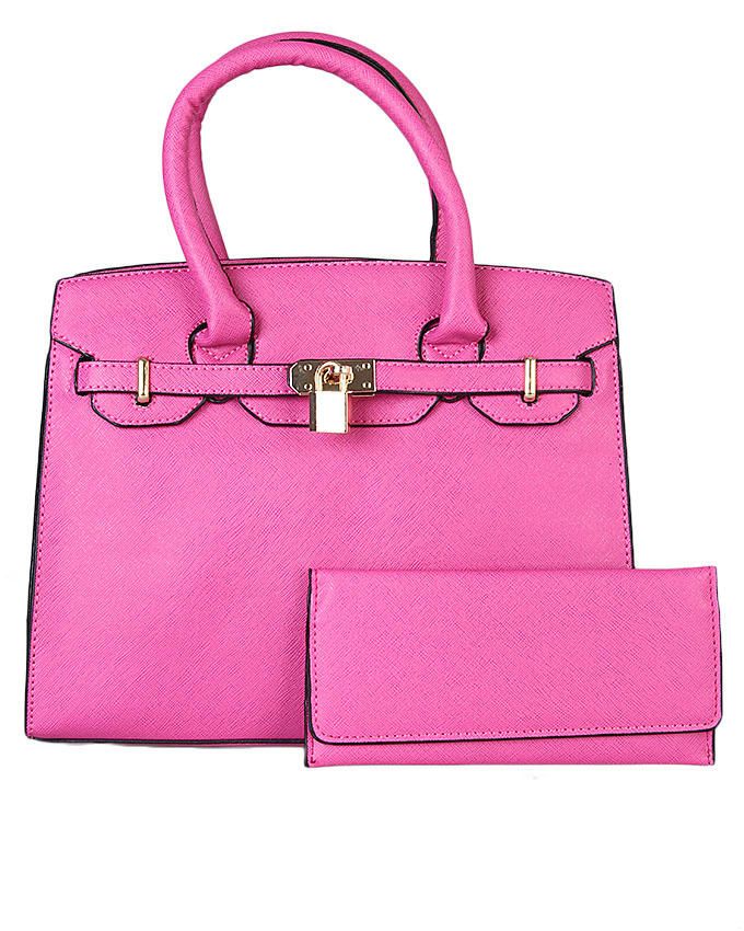 ... Accessories Women's Bags Handbags JML Padlock Design Tote Bag - Pink