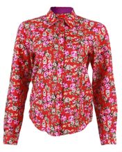 Floral Print Long Sleeve Shirt - Red